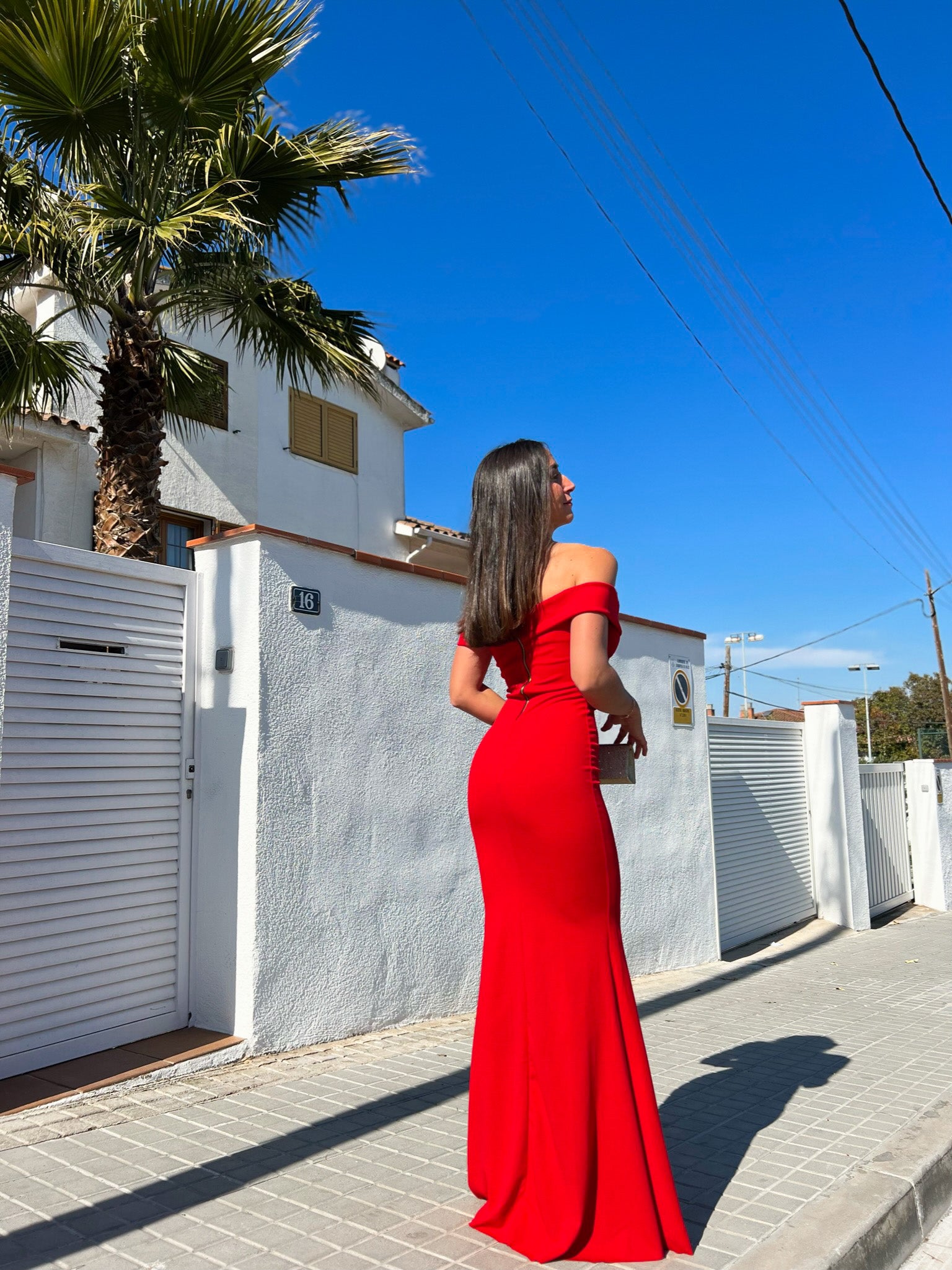 Vestido barco sirena rojo