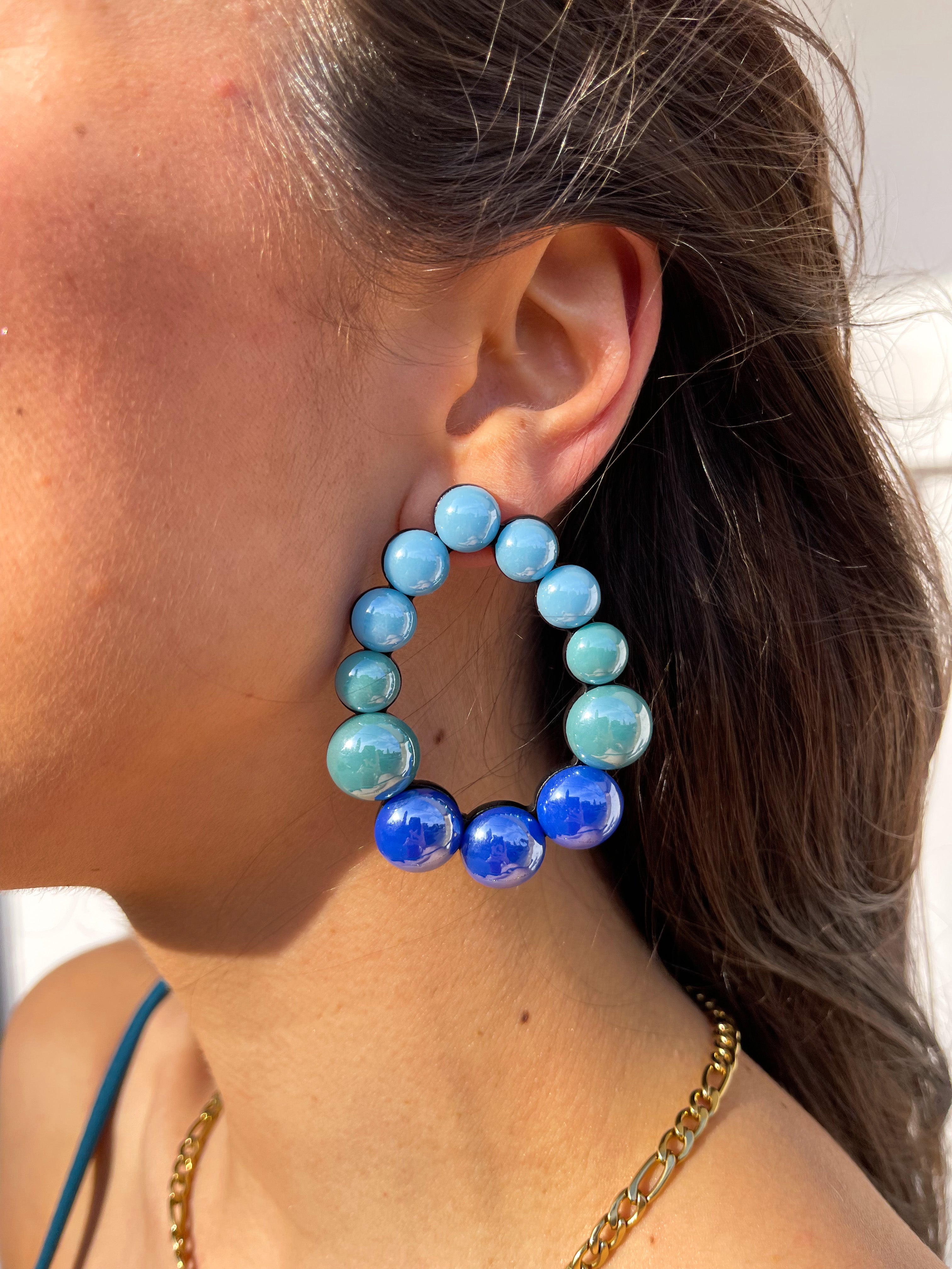 Pendientes ovalo azules