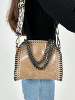 Bolso pocket bag brillo beige