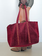 Maxi burgundy studded bag