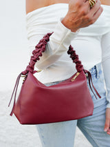 Burgundy leather shoulder bag