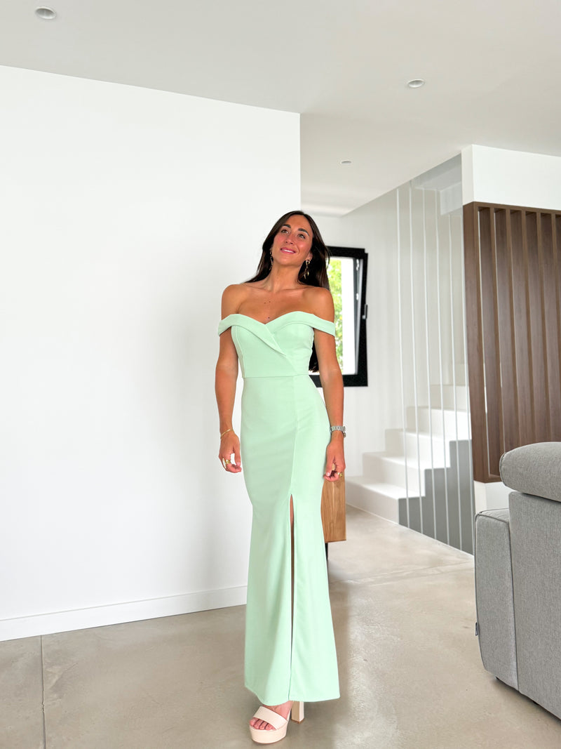 Mint fitted boat dress