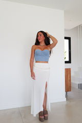 White asymmetric long skirt