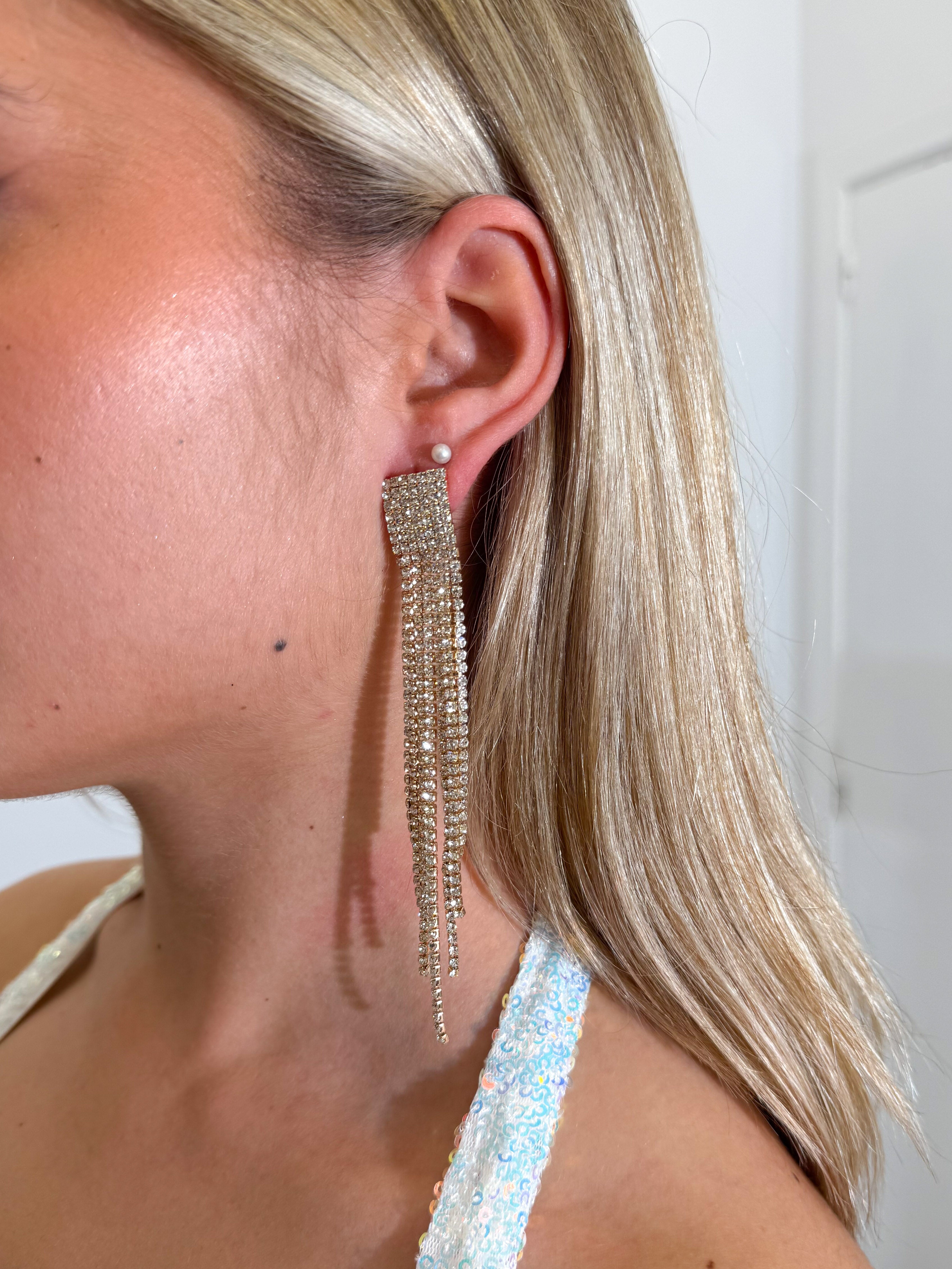 Gold glitter cascade earrings