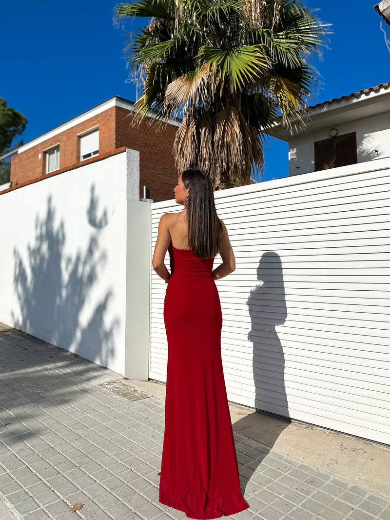 Burgundy feather word dress