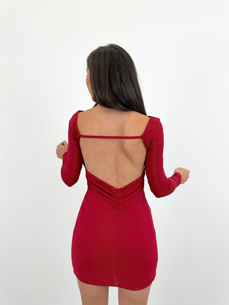 Red lurex back dress