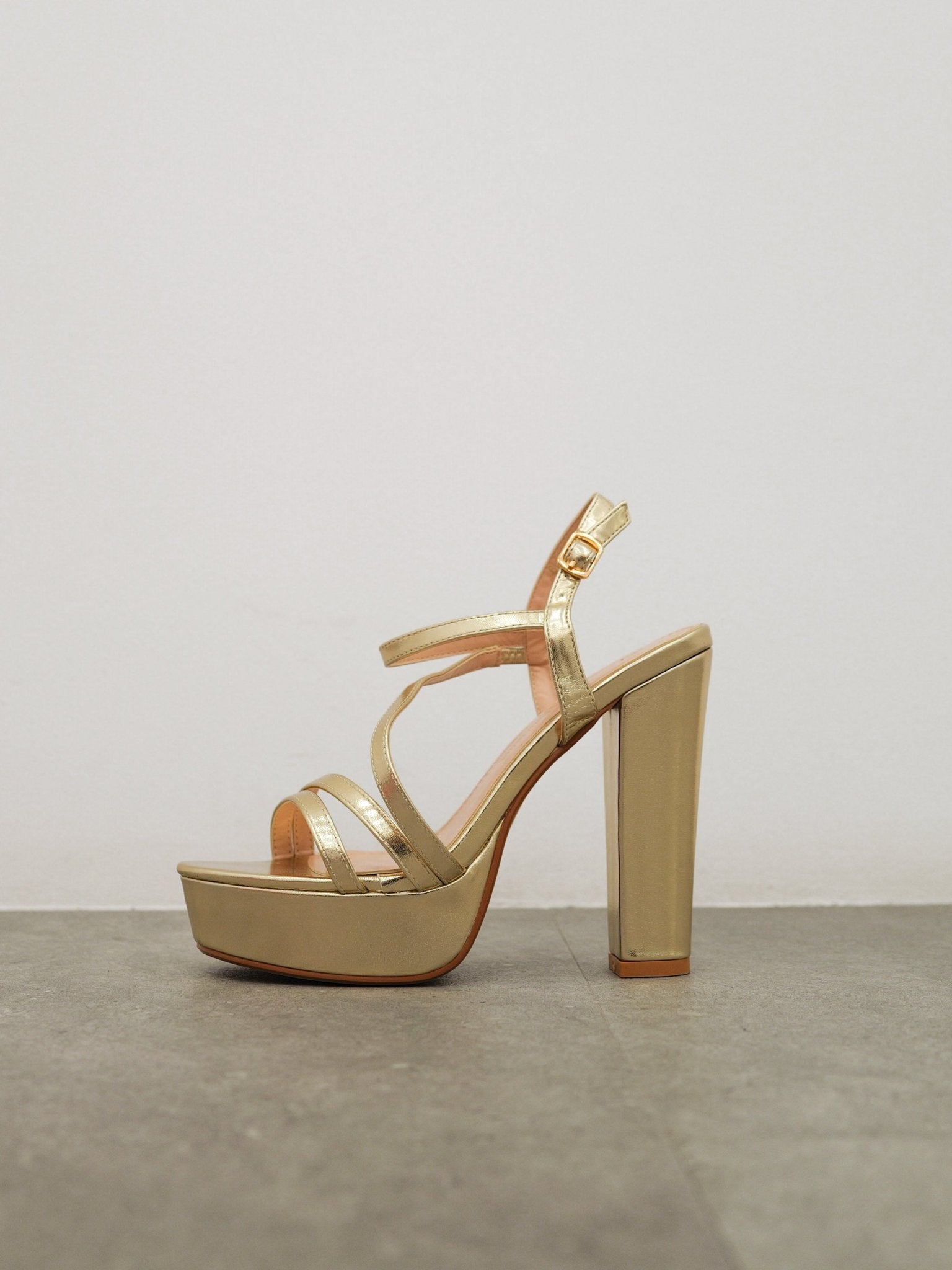 Gold platform sandals with straps - SORELLAS