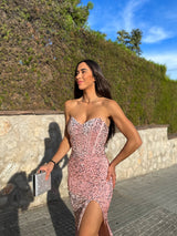 Corset dress mermaid glitter pink