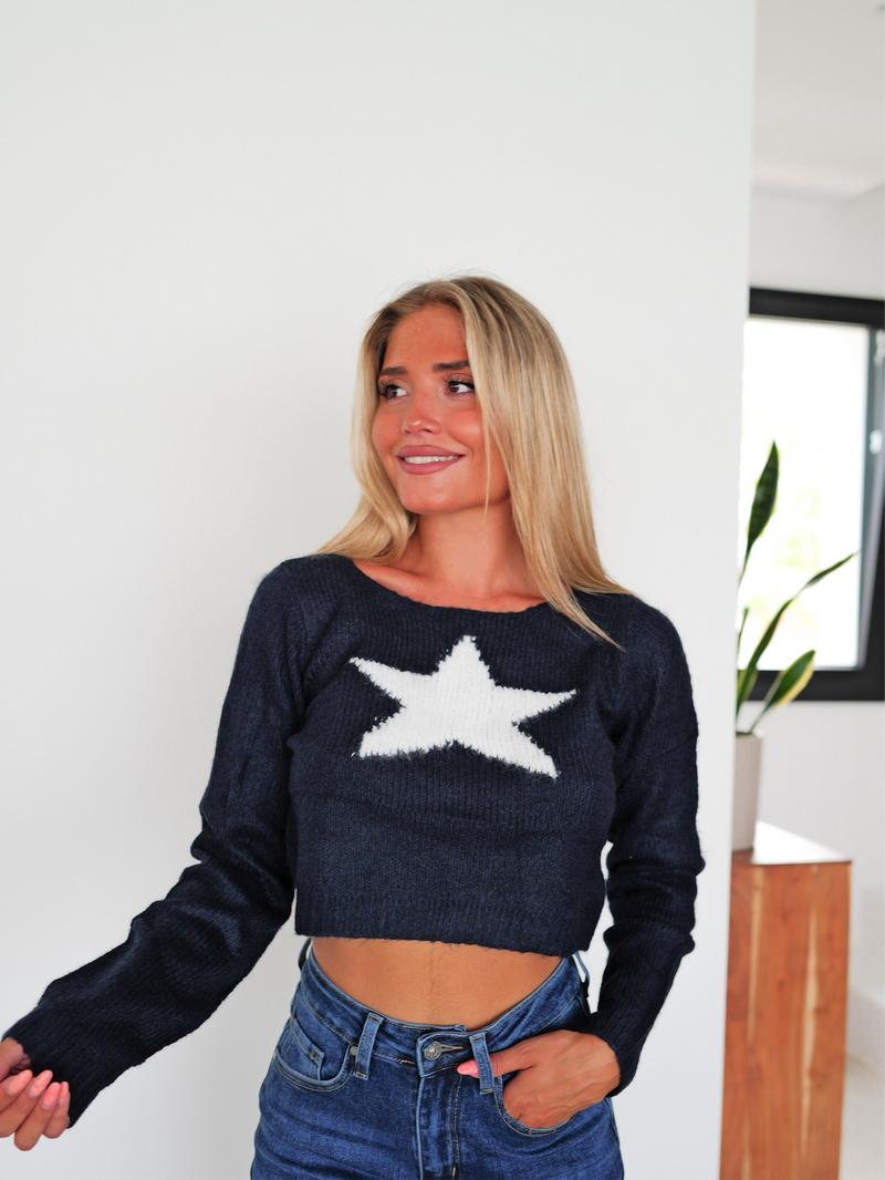 Navy star top sweater