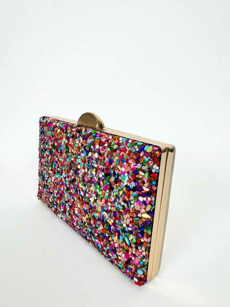 Horizontal stone colored clutch