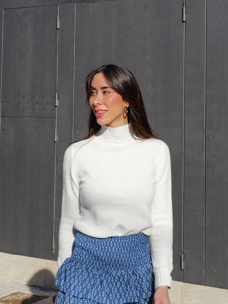 Plain white turtleneck sweater