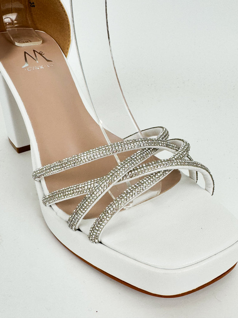 White glitter cross sandal