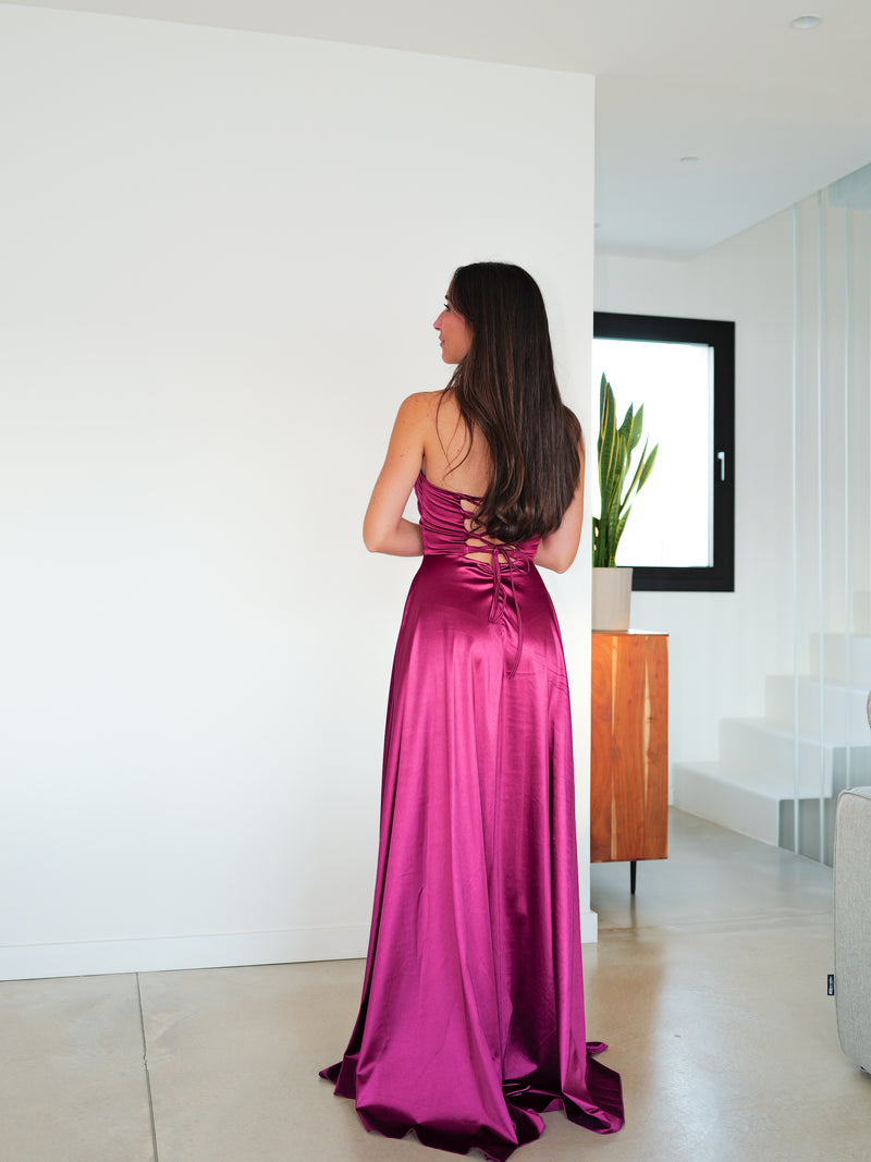 Strapless dress satin amarena