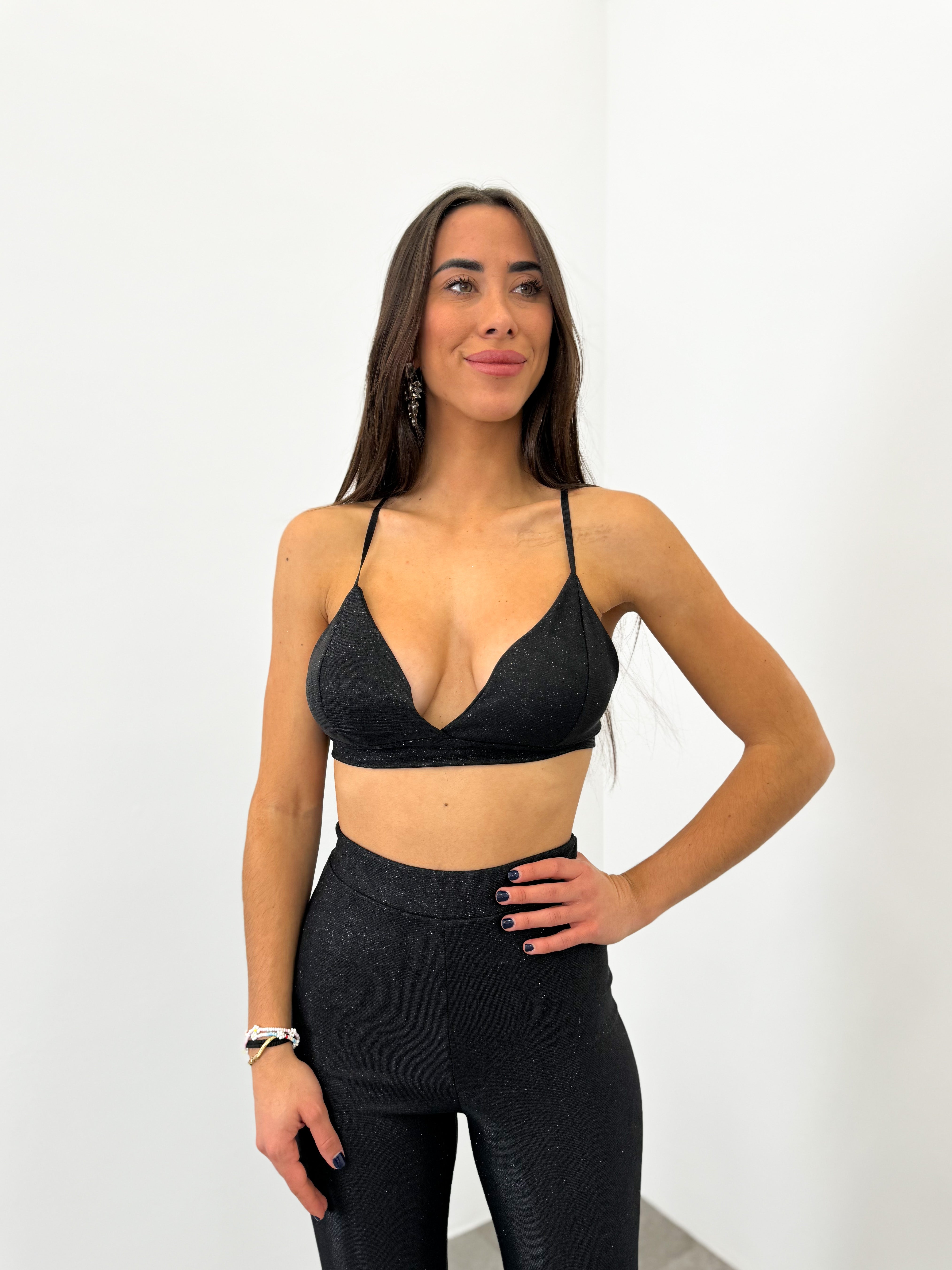 Top lurex set black