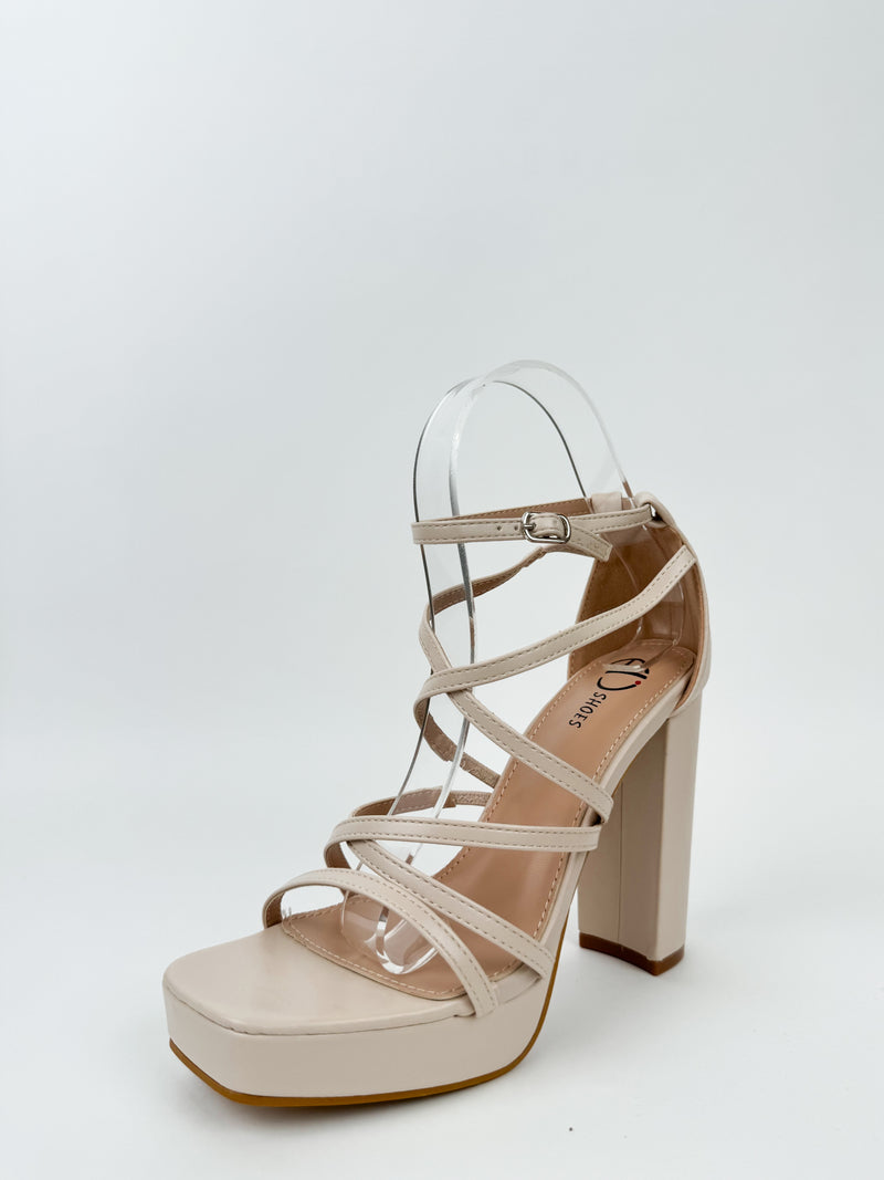 Nude interlaced heel sandal