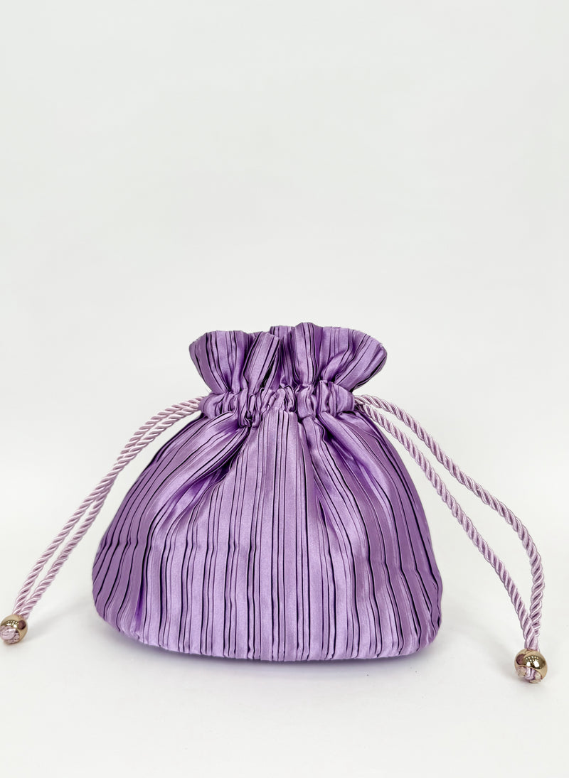 Lilac satin clutch bag