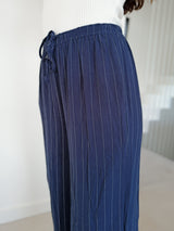 Navy striped linen trousers