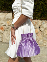 Lilac satin clutch bag