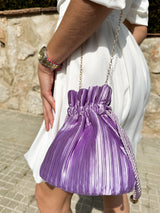 Lilac satin clutch bag