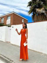 Long multi orange dress