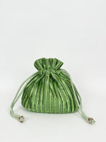 Green satin clutch bag