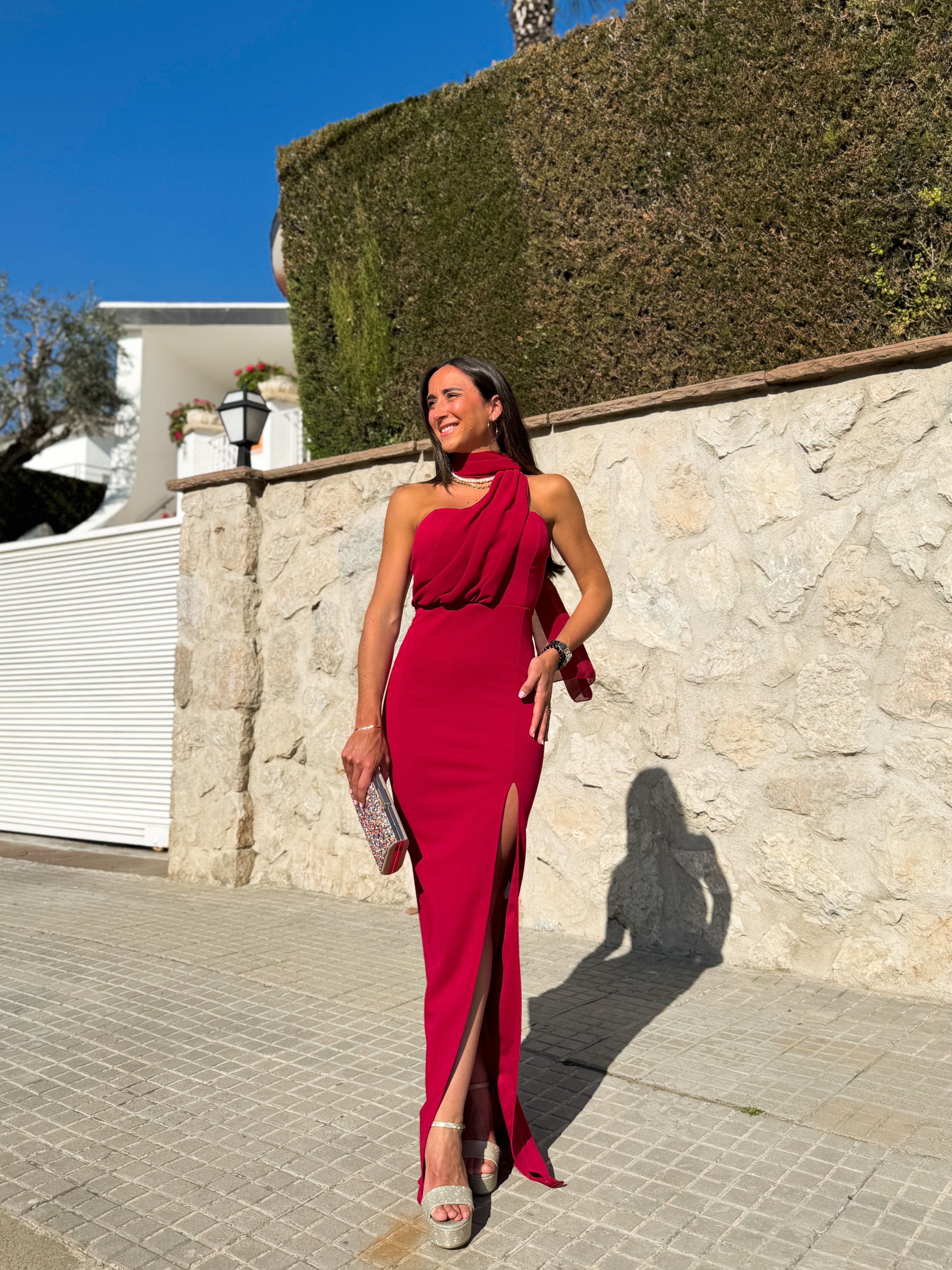 Burgundy multi tulle dress