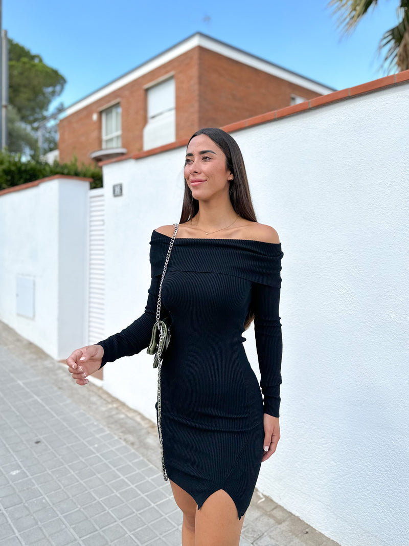 Black knitted boat dress