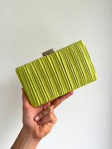 Lime embossed suede clutch