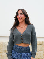 Knitted sweater gray buttons