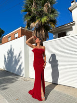 Burgundy feather word dress