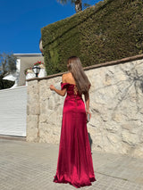 Burgundy satin whale dress