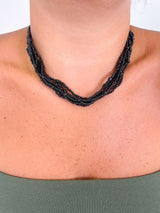 Multi black pearl necklace