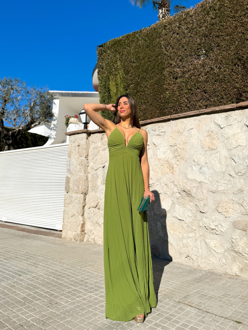 Olive peak crepe dress