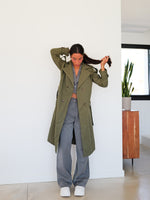 Khaki midi trench coat