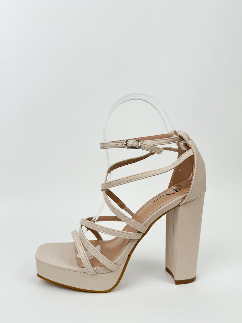 Nude interlaced heel sandal