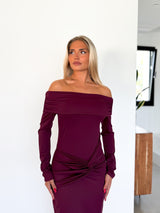 Burgundy knot boat dress