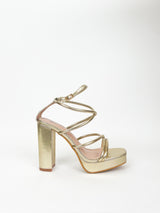 Golden round lace platform sandal