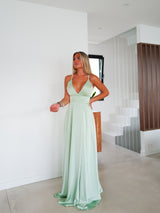 Mint intertwined satin dress