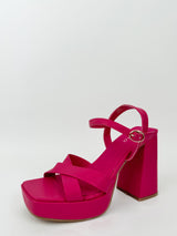 Fuchsia crossed platform sandal