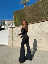 Double black bardot jumpsuit