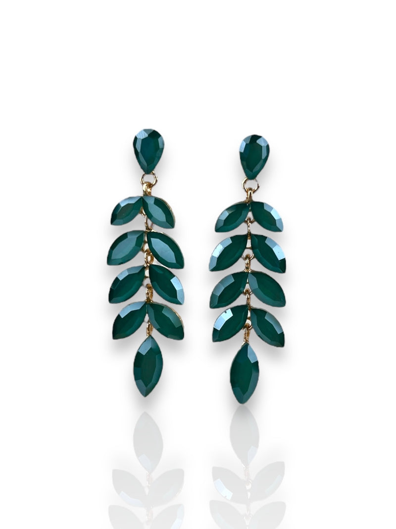 Green single strand earrings