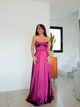 Strapless dress satin amarena