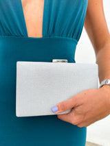 Rectangle silver glitter clutch