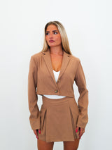 Brown cropped blazer set