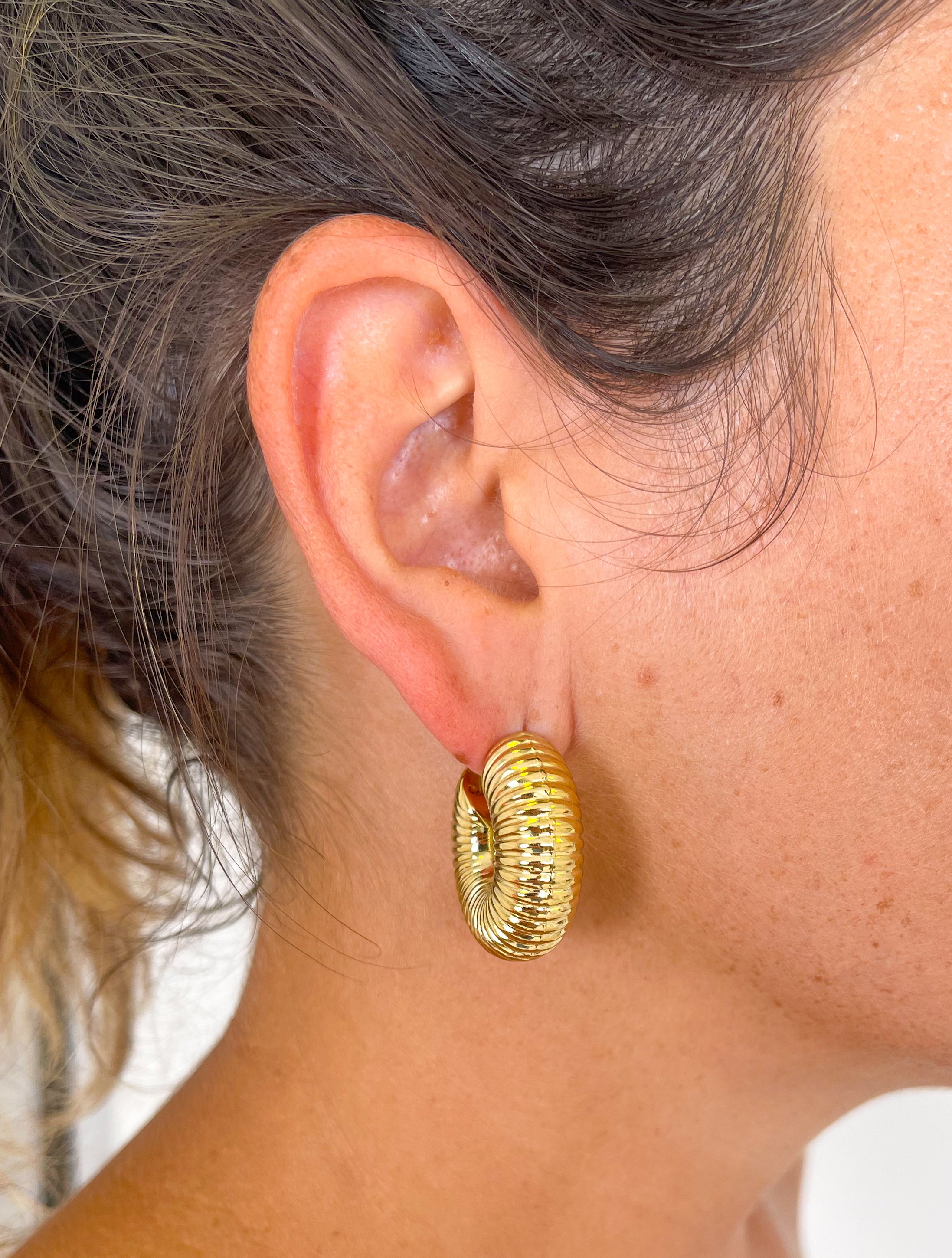 Gold plated thick hoop earrings