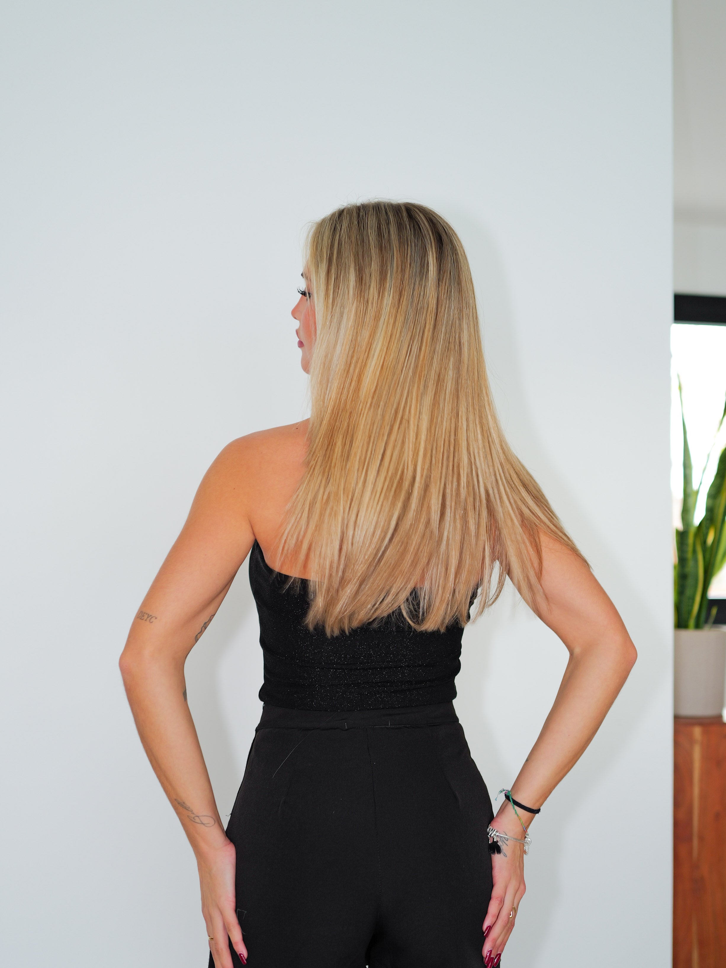 Black lurex halter top