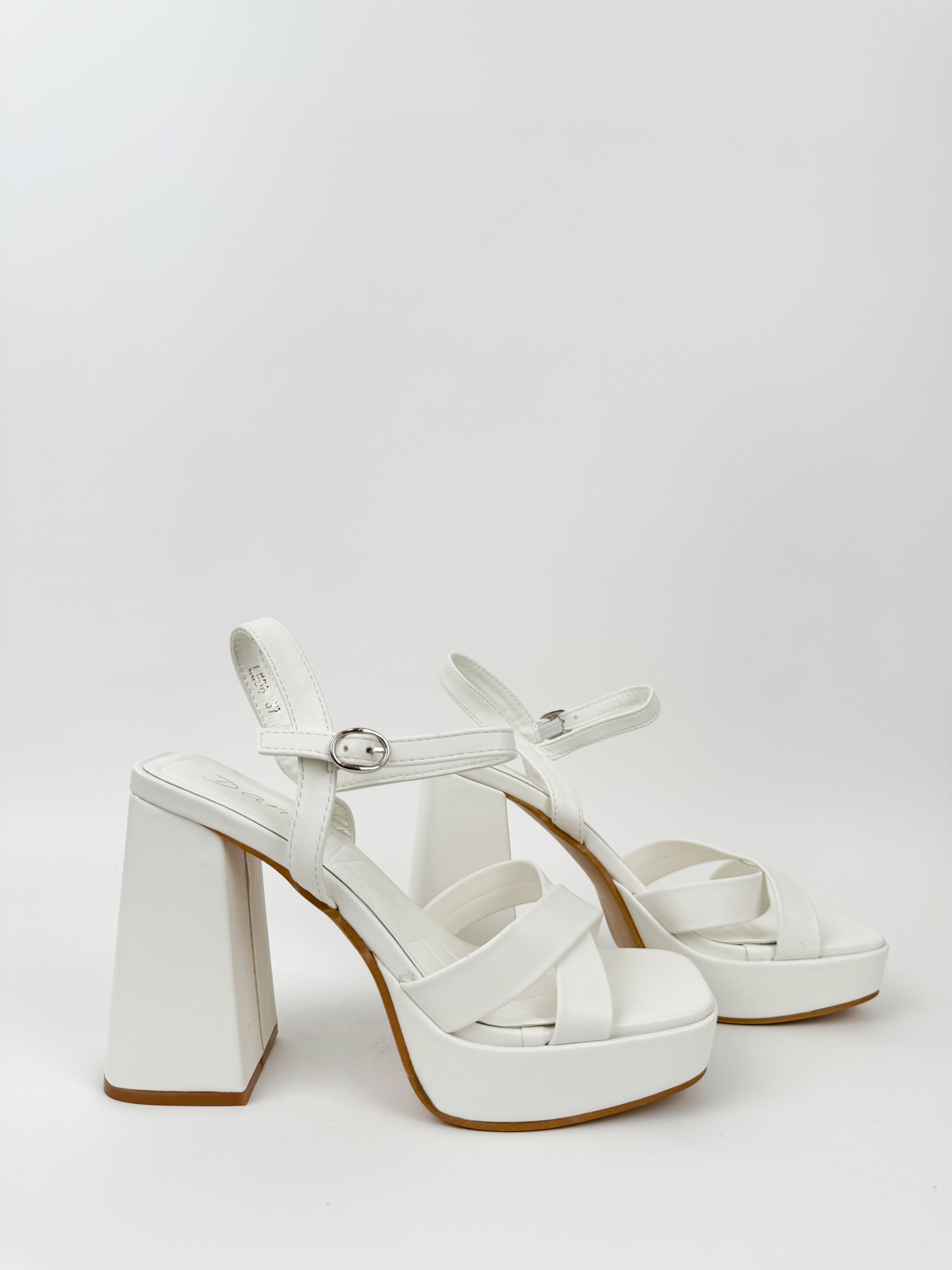 White cross platform sandal