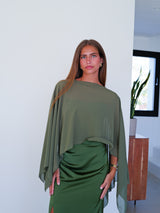 Olive gauze cape shawl