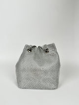 Silver party clutch bag