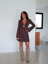 Mini peak dress with chocolate detail